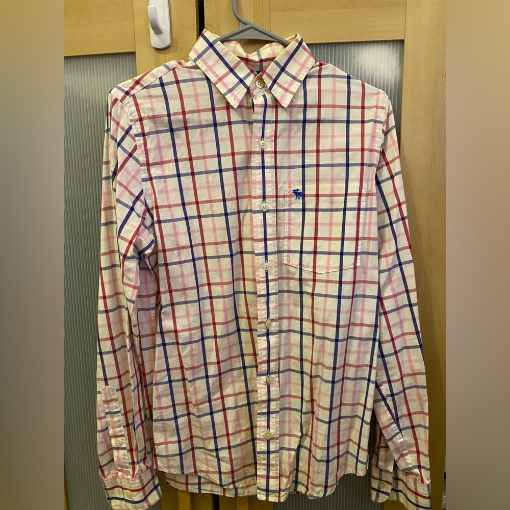 Abercrombie & Fitch windowpane print 100% cotton buttoned down shirt Size Small